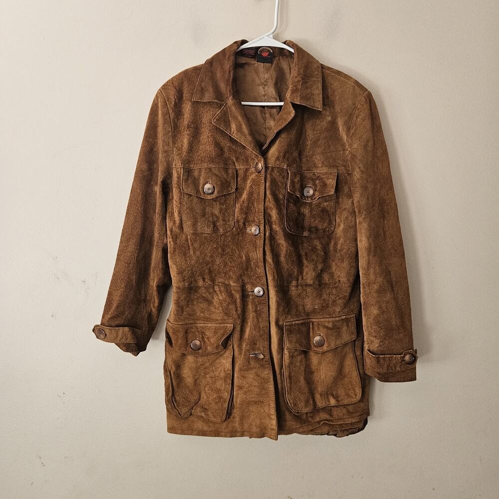 Vintage 90’s Virginia Slims Women's Brown Leather Button-Up Jacket Large